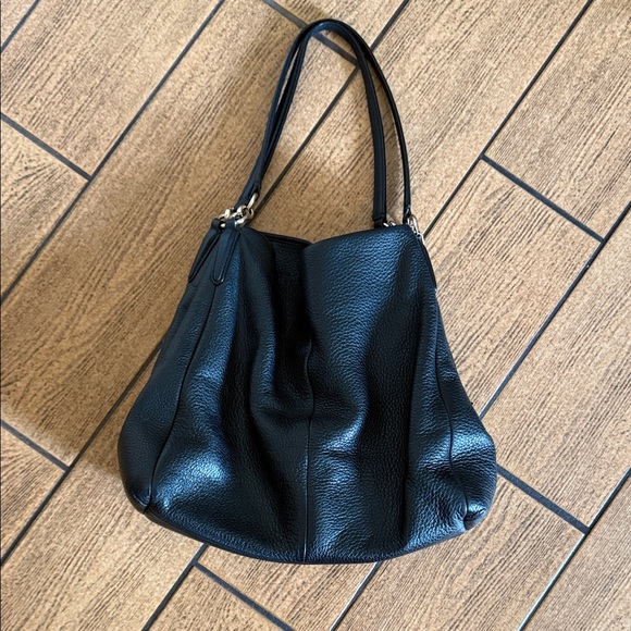 Coach Handbags - Coach Madison Phoebe Shoulder Bag in black pebbled leather with gold-tone